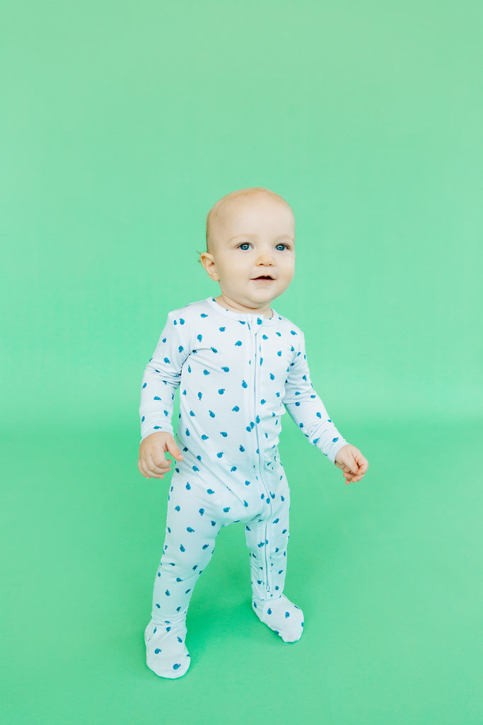 Cute Baby Boy in Whale Footie