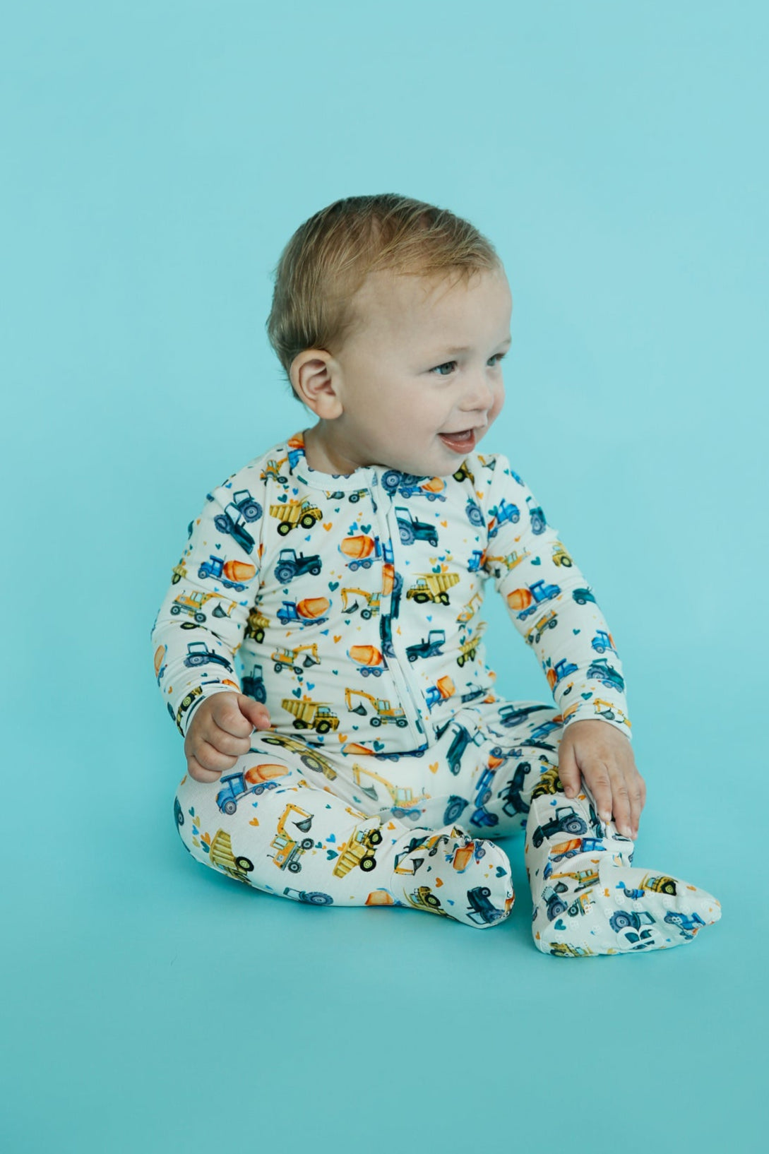 Playful Baby in Truck Onesie